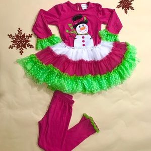 Pink snowman tutu 2pc outfit